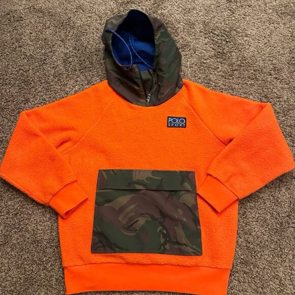 Rare Ralph Lauren Polo Fleece Camo Jacket Hoodie Small - Picture 1 of 8
